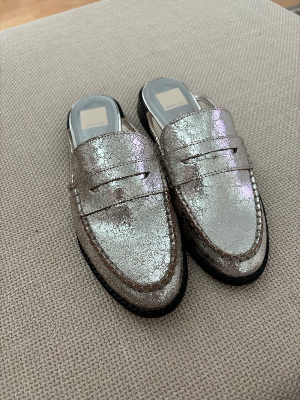 Dolce Vita Metallic Silver Penny Loafer Mules
